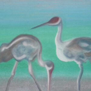 2 Sandhill Cranes in Alaska painting